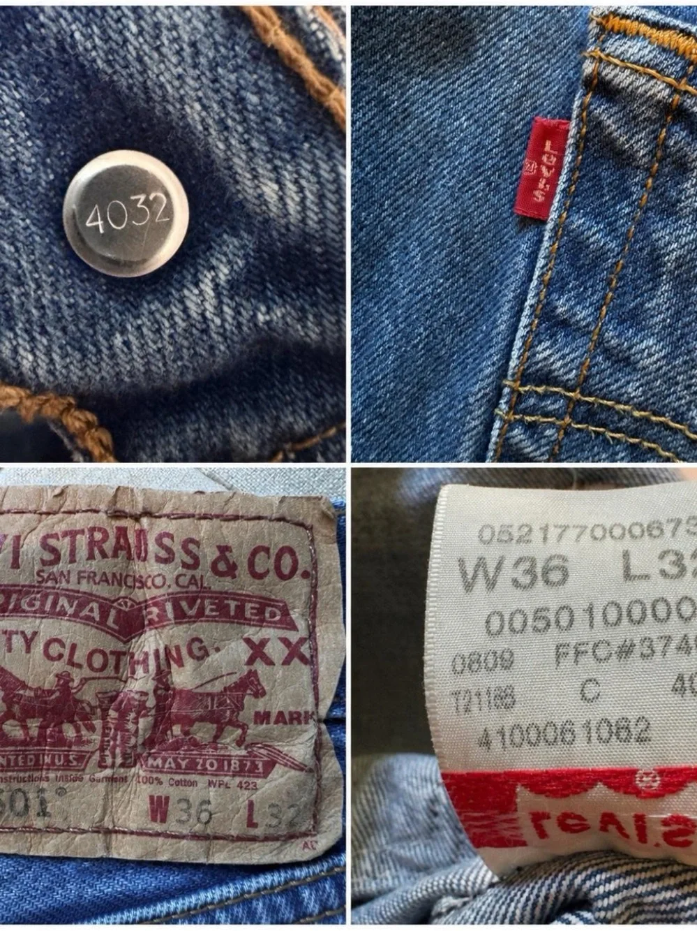 Levi’s 501 Original 2008 Straight Leg Button Fly Jeans W36 L32